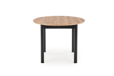 Обеденный стол c удлинением Ringo, черный/дубовый, 1020 - 1420 мм x 1020 мм x 760 мм