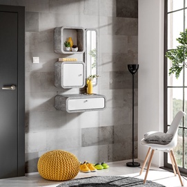 ASM Wally III Hallway Wall Unit Set Gray/Glossy White
