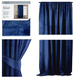 Ночные шторы AmeliaHome Velvet Pleat, синий, 140 см x 270 см