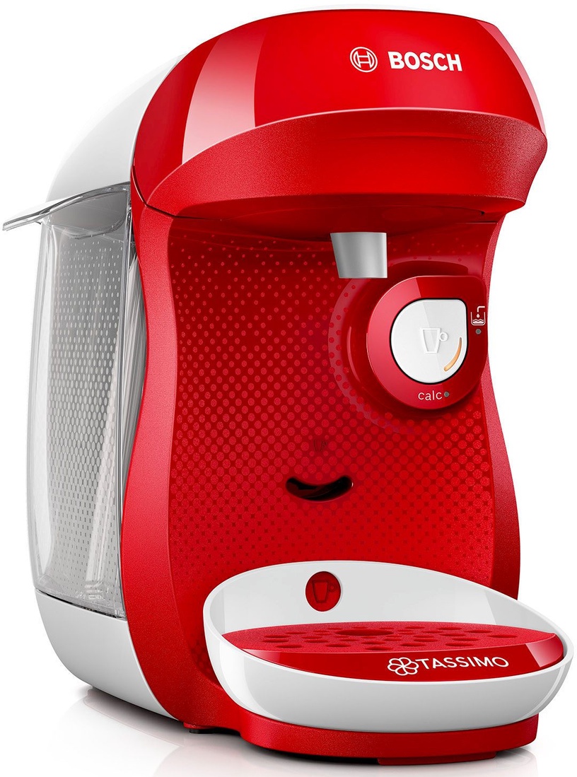 Kapsulas kafijas automāts Bosch Tassimo Happy TAS1006, balta/sarkana