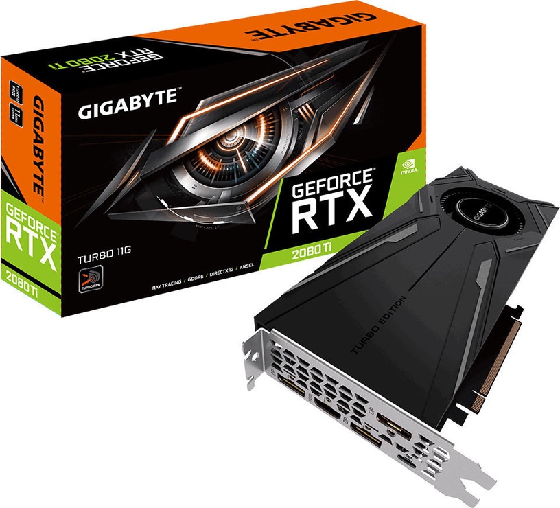 Vaizdo plokštė Gigabyte GeForce RTX 2080 Ti Turbo GV-N208TTURBO-11GC, 11 GB, GDDR6