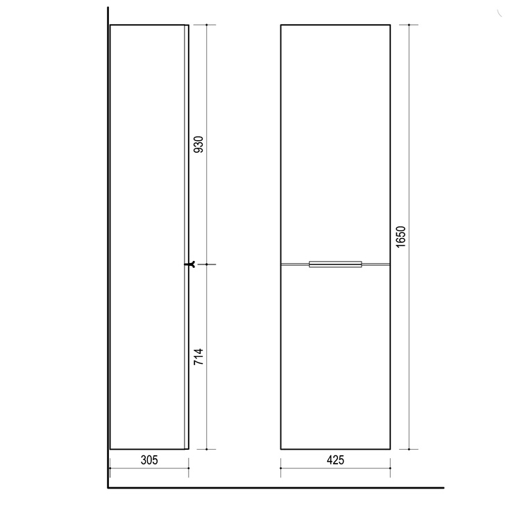 Подвесной шкафчик для ванной Domoletti SU42, серый, 31 см x 43 см x 165 см