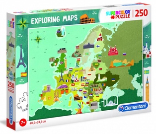 Puzle Clementoni Super Color Puzzle Exploring Maps Great Places In Europe 725402, 250 gab.