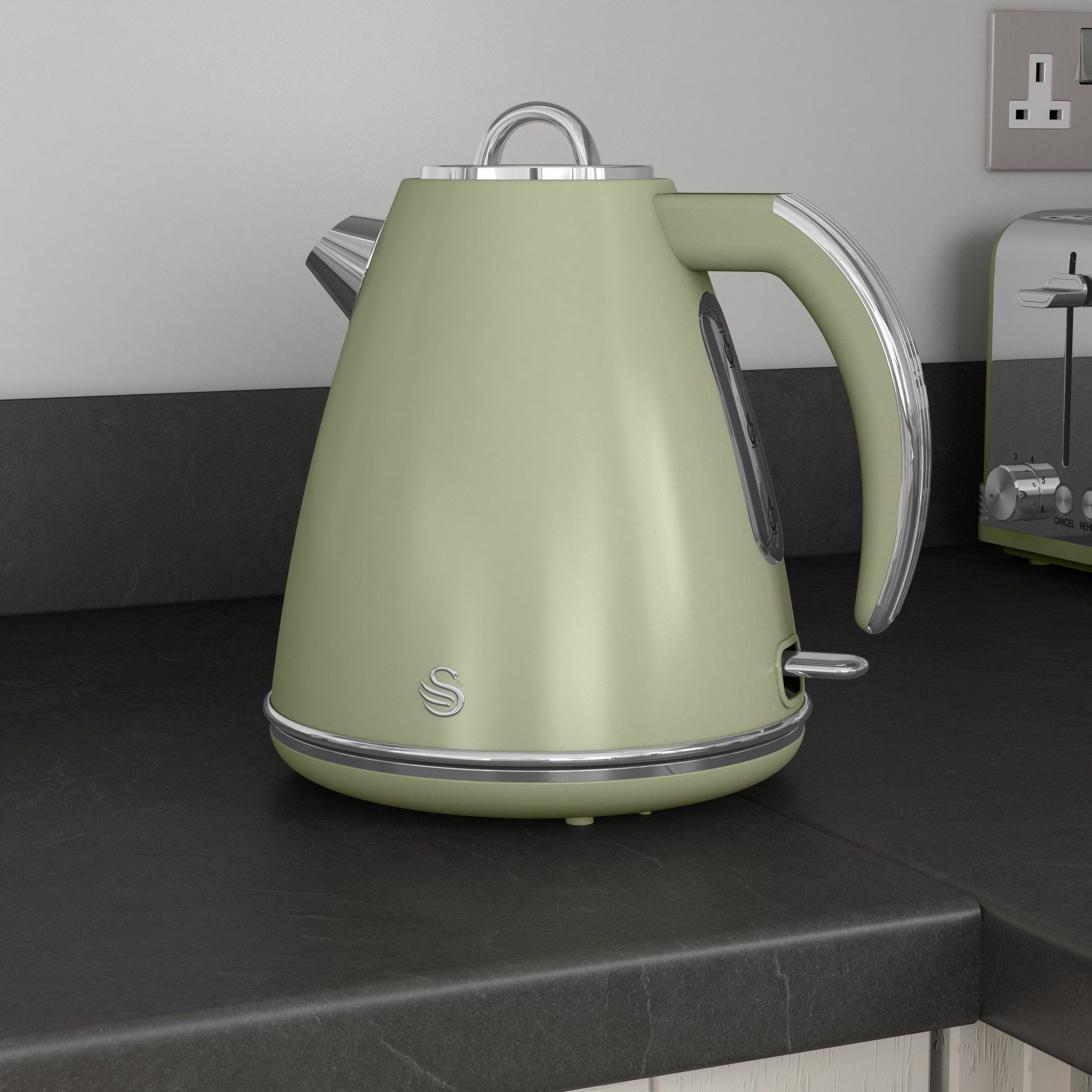 Swan Retro Jug Kettle Green Krauta.ee