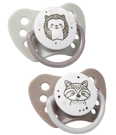 BabyOno Natural Nursing Anatomical Silicone Dummy Brown/Gray 2pcs 6-18