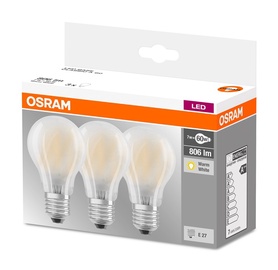 SPULDZE LED GLASS A60 7W E27 WW FR ND 3P (OSRAM)