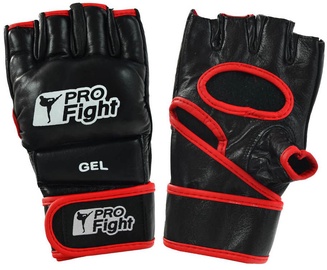 Боксерские перчатки ProFight MMA, черный/красный, M