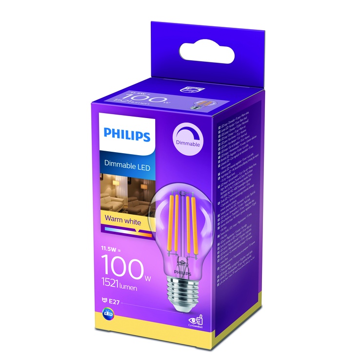 Lambipirn Philips LED, A60, soe valge, E27, 11.5 W, 1521 lm