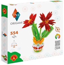 Papīra figūru izgatavošanas komplekts Alexander 3D Origami Flowers 25538, balta/sarkana/zaļa