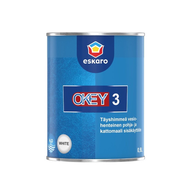 Emulsioonivärv Eskaro Okey 3, valge, 0.9 l