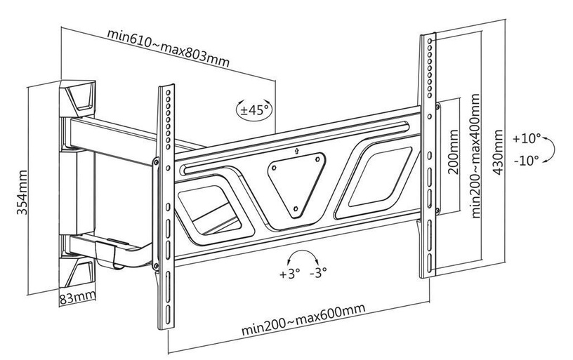 Кронштейн для телевизора Maclean MC-810C, 37-60″, 50 кг