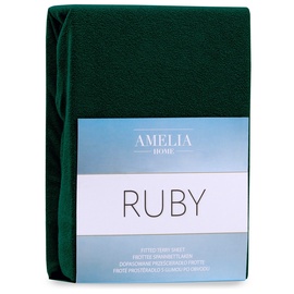 Palags AmeliaHome Ruby 74, tumši zaļa, 200x140 cm, ar gumiju