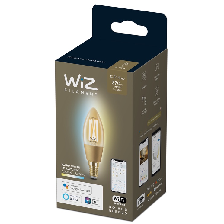 Лампочка WiZ LED, многоцветный, E14, 4.9 Вт, 370 лм