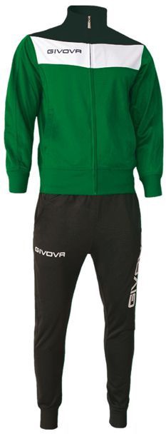 Спортивный костюм, мужские Givova Campo, белый/черный/зеленый, 2XS