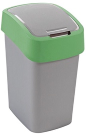 Atkritumu tvertne Curver FlipBin, sudraba/zaļa, 10 l, 35 cm x 18.9 cm
