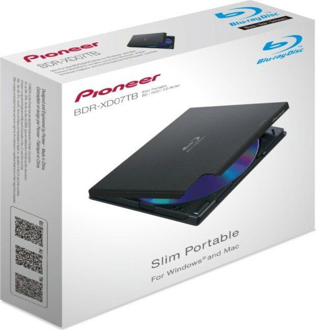 Blu-Ray Pioneer BDR-XD07TB External BD Writer Black, 280 g, melna