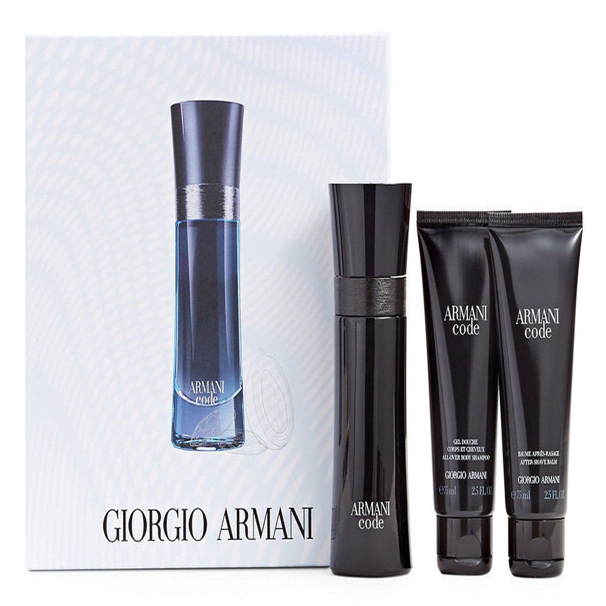 Armani Black Code 75ml EDT + 75ml After Shave Balm + 75ml