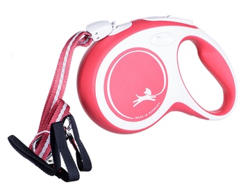 Automātiskā pavada Flexi New Comfort, balta/sarkana, 8 m