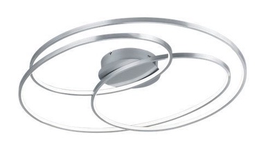 Trio Gale matēta tērauda krāsa 80cm diametra griestu LED gaismeklis, 50W, 5250lm, 3000k, trīspakāpju slēdža aptumšošanas funkcija