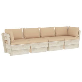 Комплект уличной мебели VLX 4-Seater Pallet Sofa With Cushions, песок, 4 места