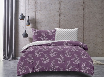 DecoKing Hypnosis Calluna Bedding Set Violet/Cream 200x200/80x80 2pcs
