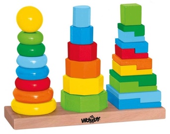 Woodyland Wooden Color Stacking Pyramids Towers Set 25pcs 90836