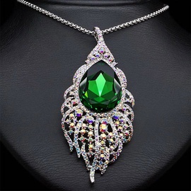 Diamond Sky Pendant Peacock Feather With Swarovski Crystals