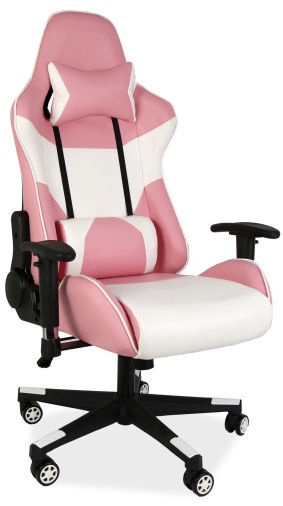Biroja krēsls, balta/rozā