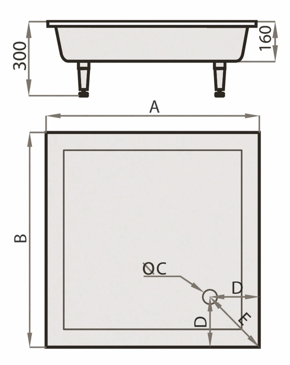 Dušialus SPN Art Stone P 701, 900 mm x 900 mm