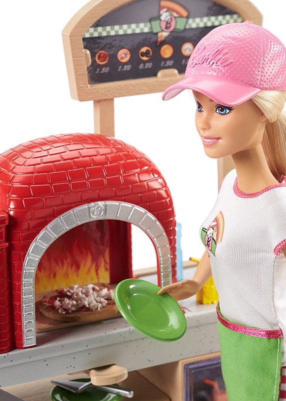 barbie cooking & baking pizza making chef doll & play set