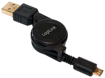 Провод Logilink USB to USB-micro USB 2.0 male, Micro USB male, 0.75 м, черный