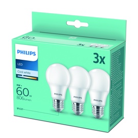Лампочка Philips LED, холодный белый, E27, 8 Вт, 806 лм