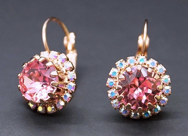 Diamond Sky 18K Rose Gold Earrings Clarice IX Light Rose With Crystals From Swarovski