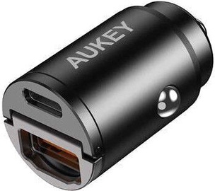 Automobilinis įkroviklis Aukey, USB/USB-C, juoda