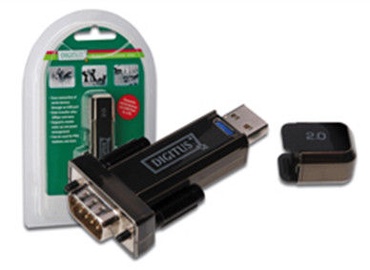 Адаптер Digitus USB 2.0 to Serial adapter USB 2.0 male, Serial Port, 80 м, черный