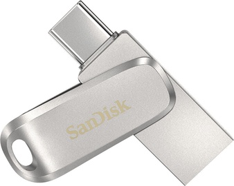 USB mälupulk SanDisk Ultra Dual Drive Luxe 2-in-1, hõbe, 256 GB