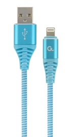 Gembird USB To Lightning Premium Cotton Braided Cable Blue / White 2m