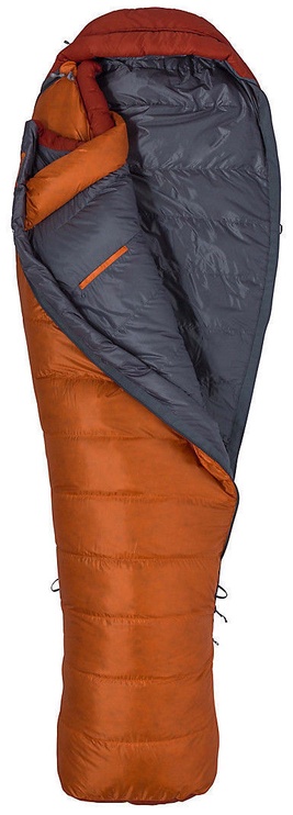 Спальный мешок Marmot Never Summer Long LZ, oранжевый, левый, 224 см