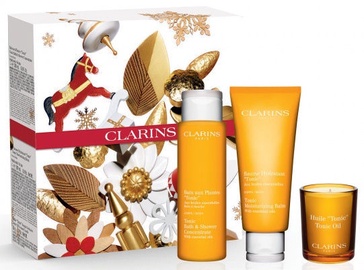 Clarins Moisturizing Balm 200ml + 50ml Tonic Oil Candle + 200ml Tonic Bath & Shower Concentrate