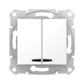 Slēdzis 1+1 ar lampu mex10ax 250v balts