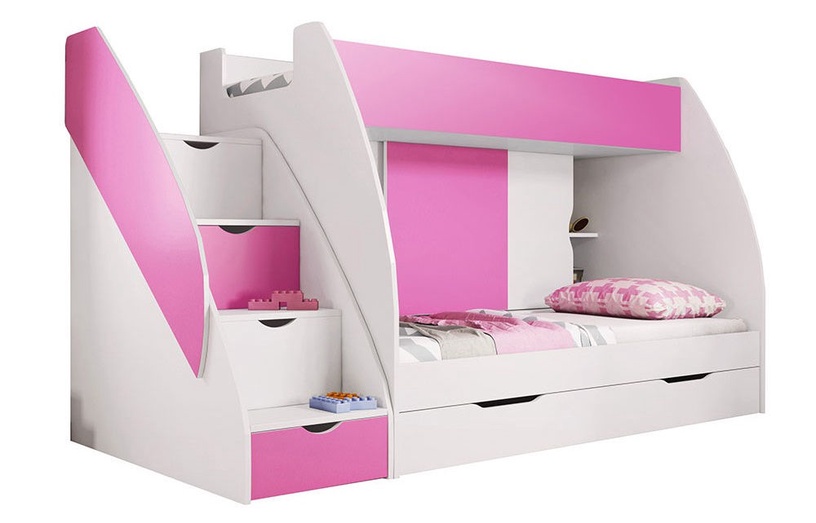 Двухъярусная кровать Idzczak Meble Marcinek, белый/розовый, 255 x 125 см