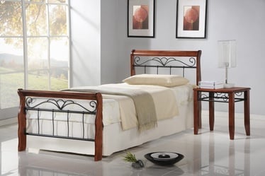 Кровать Halmar Veronica, 90 x 200 cm, коричневый/черный, с решеткой