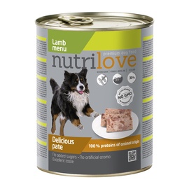 Konservuotas ėdalas šunims Nutrilove Delicious Pate, su ėriena, 800 gr