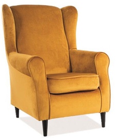 Signal Meble Baron Velvet Armchair Yellow/Wenge