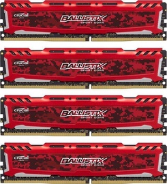 Crucial Ballistix Sport LT Red 2400mHz 16GB CL16 DDR4 KIT OF 4 BLS4K4G4D240FSE