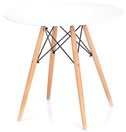 Kafijas galdiņš Homede Tebe White/Oak, 650x650x700 mm
