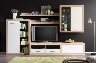Black Red White Cancan 1 Wall Unit Sonoma Oak/Glossy White