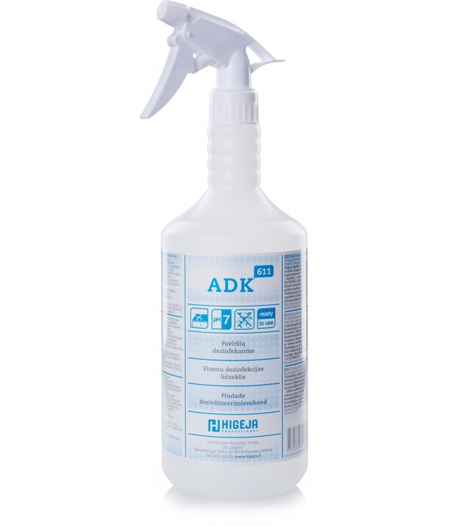 Dezinfekcijas līdzeklis Higėja ADK-611, aizsargāt no baktērijām/dezinficēšanai, 1 l