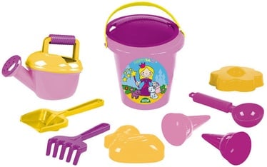 Smilšu kastes rotaļlietu komplekts Lena 05423, dzeltena/rozā/violeta, 10 gab.