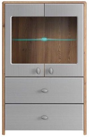Black Red White Glass Door Cabinet Leda 90x140x42cm Larch/Grey